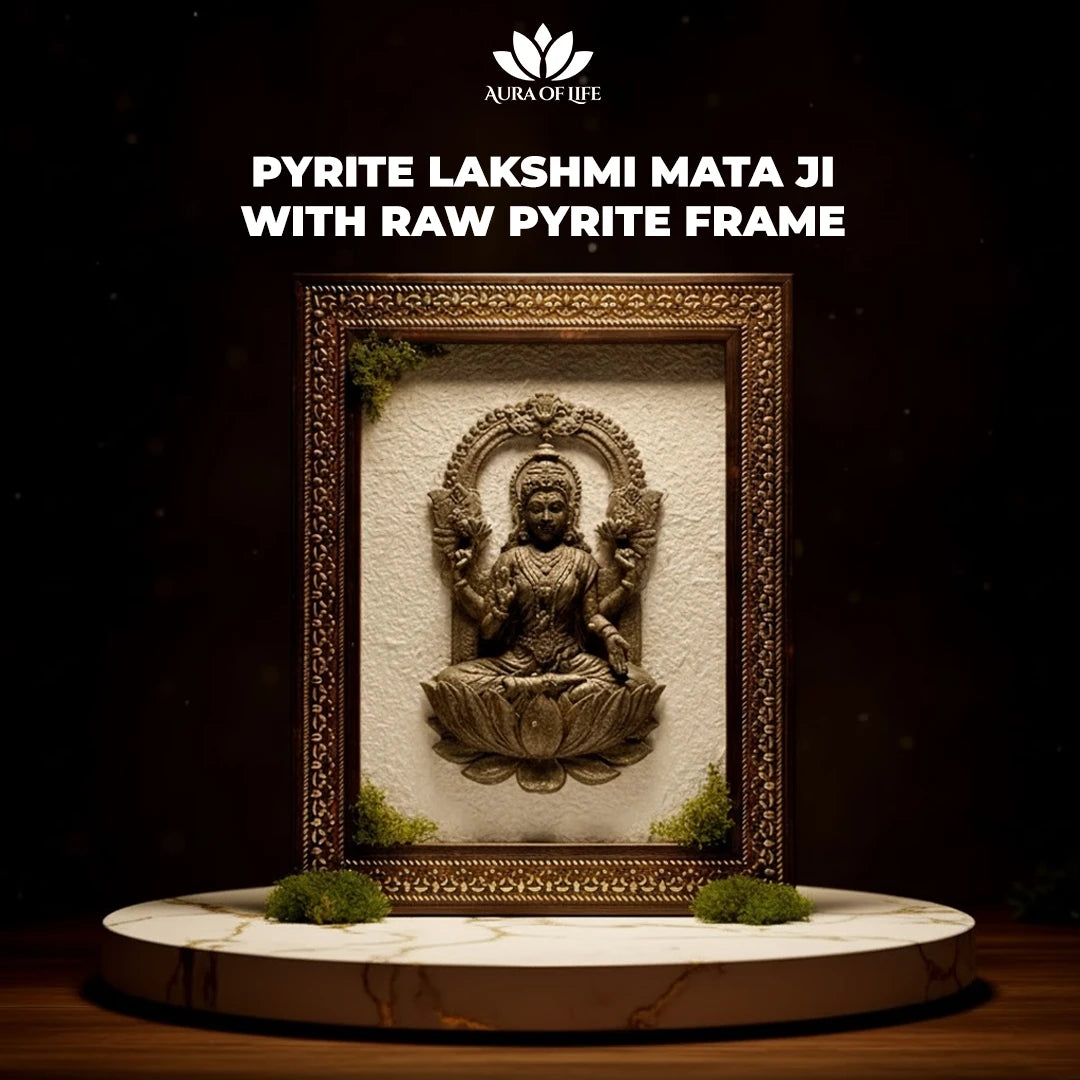 Pyrite Lakshmi Mata Ji with Raw Pyrite Frame