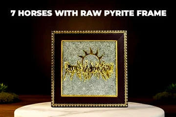 7 Horses Raw Pyrite Frame A Powerful Symbol of Speed, Success & Wealth