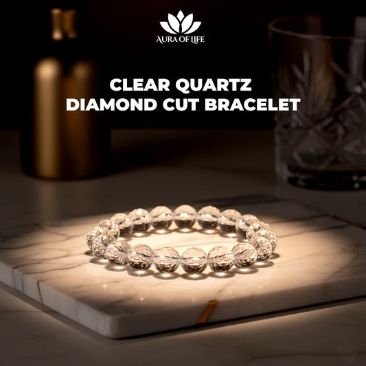 Clear Quartz Diamond Cut Bracelet 12MM