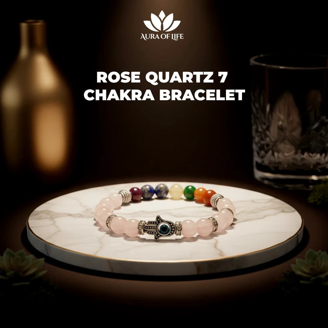 Rose Quartz 7 Chakra Bracelet