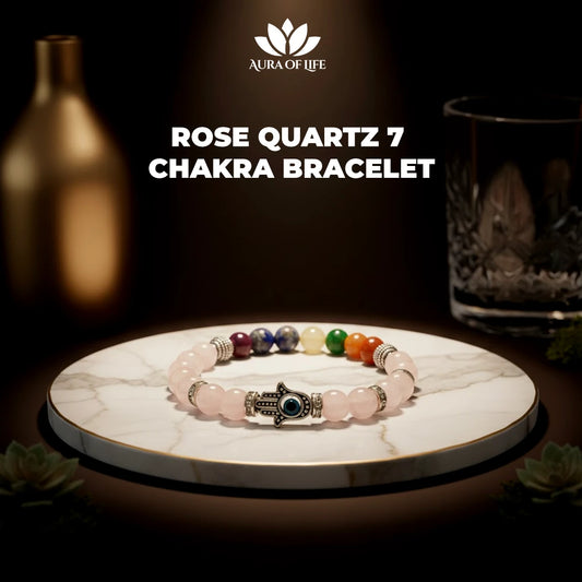 Rose Quartz 7 Chakra Bracelet