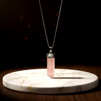 Rose Quartz Pencil Pendant