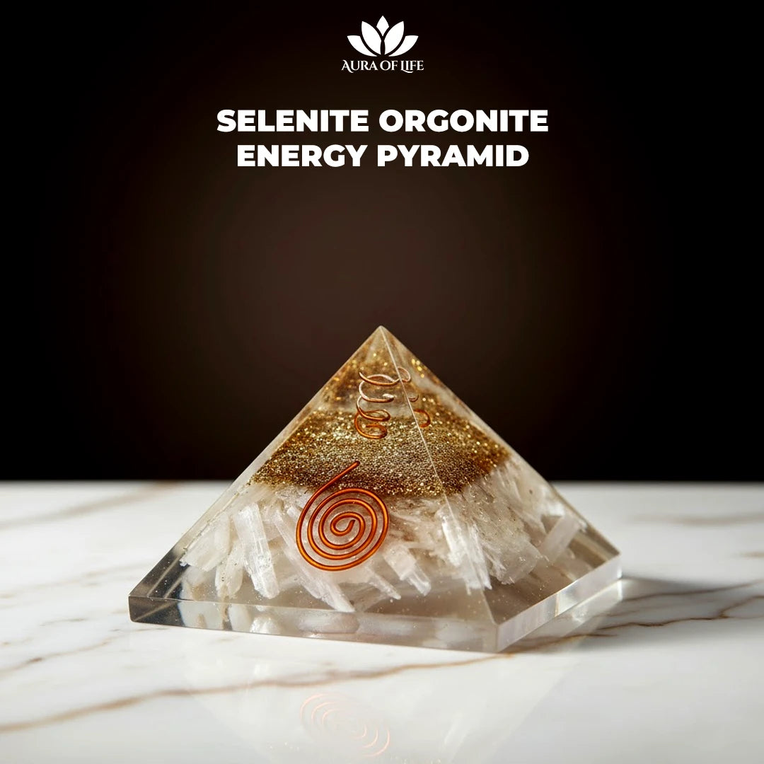 Selenite Orgonite Energy Pyramid
