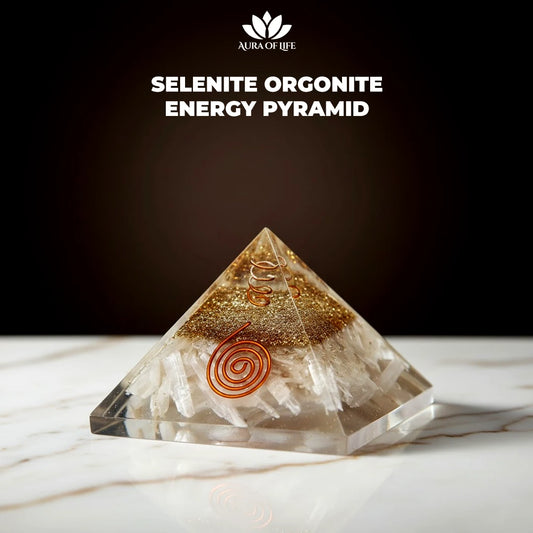 Selenite Orgonite Energy Pyramid