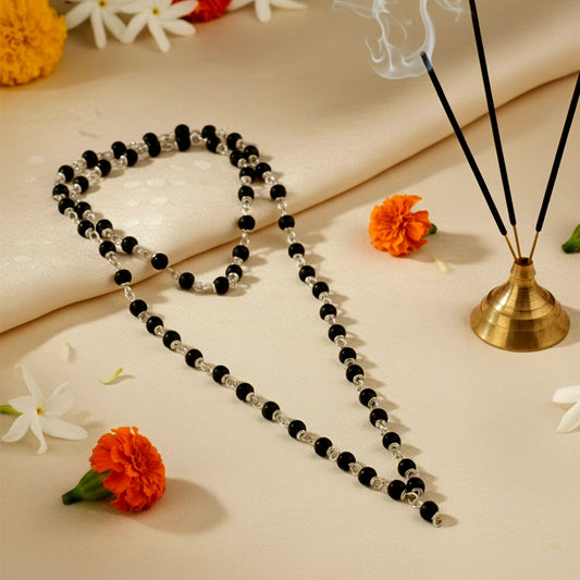 Silver Capped Siddha Karungali Shakti Mala with Govt. Certification