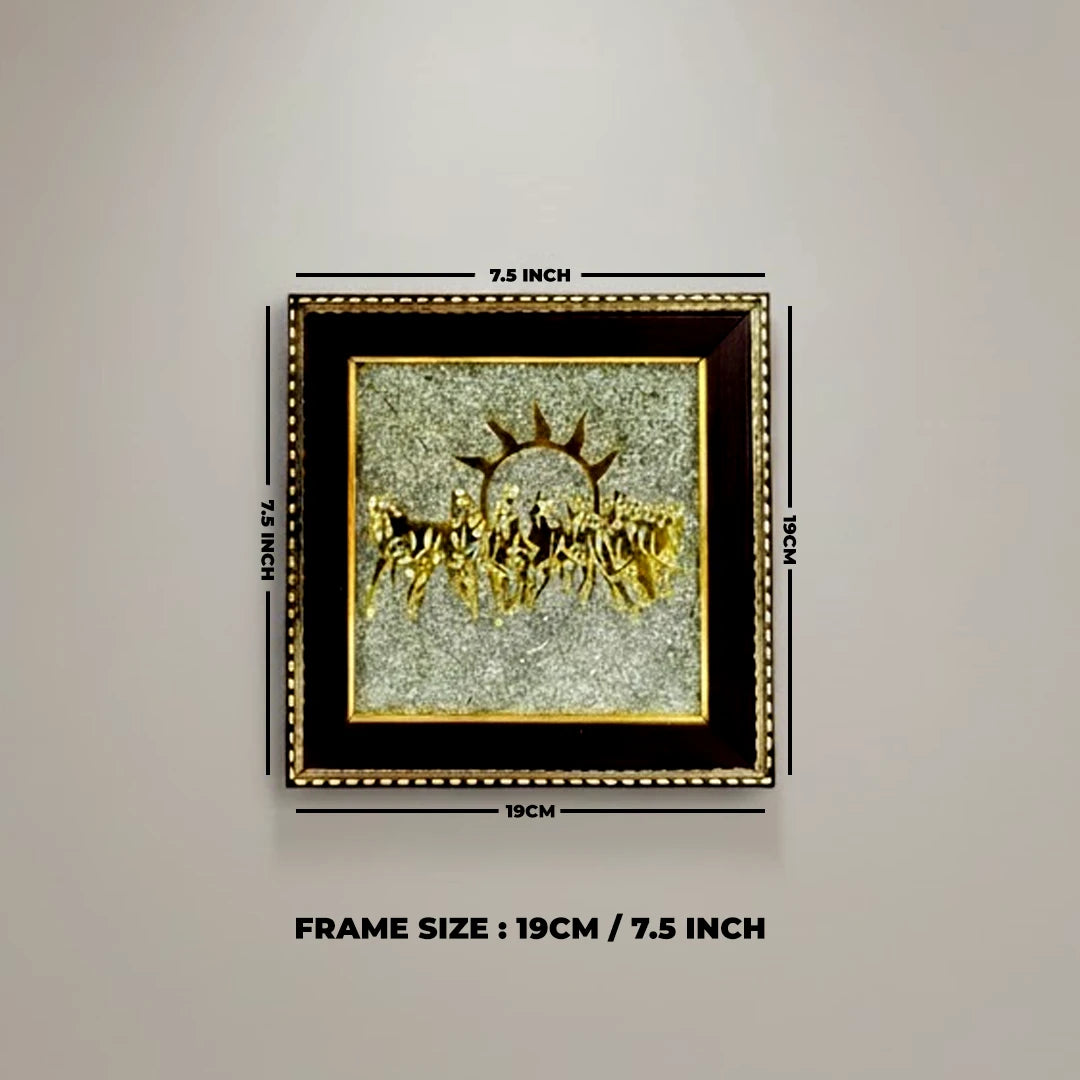 7 Horses with Raw Pyrite Frame