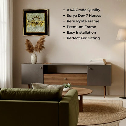 7 Horses with Raw Pyrite Frame