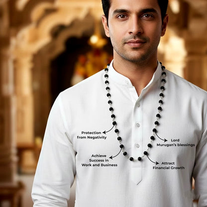 Silver Capped Siddha Karungali Shakti Mala with Govt. Certification