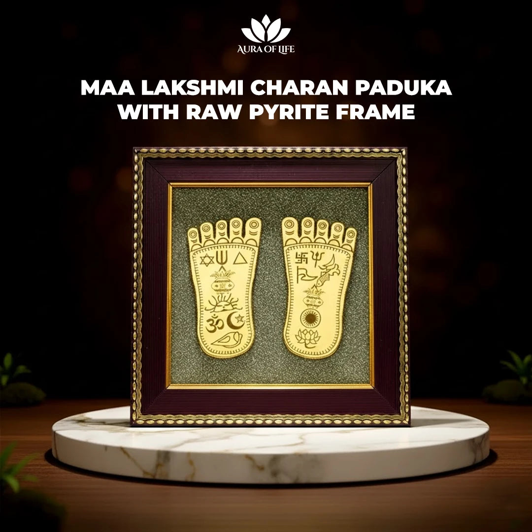 Maa Lakshmi Charan Paduka with Raw Pyrite Frame