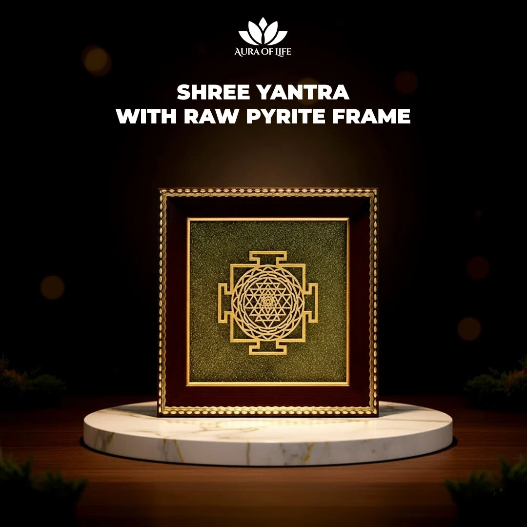 Shree Yantra with Pyrite Frame